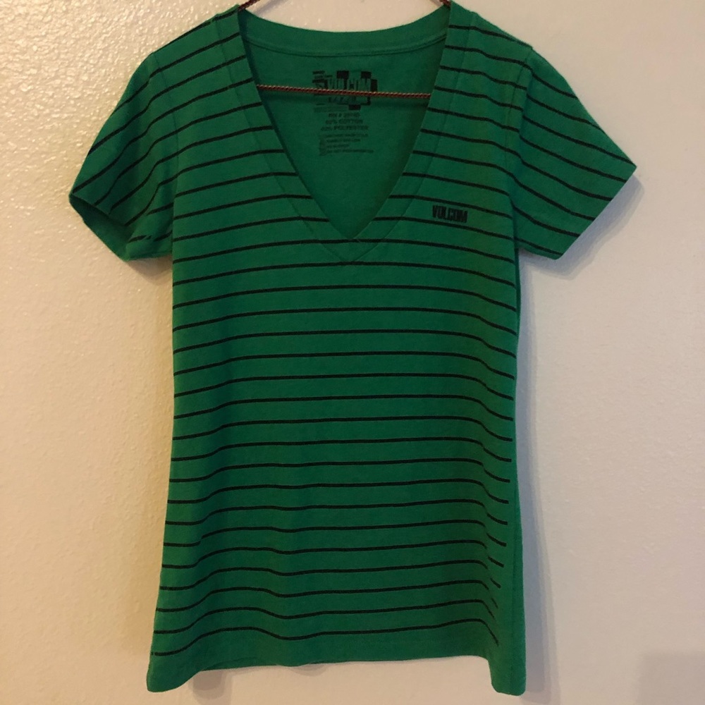 Volcom V Neck Tee Shirt Striped